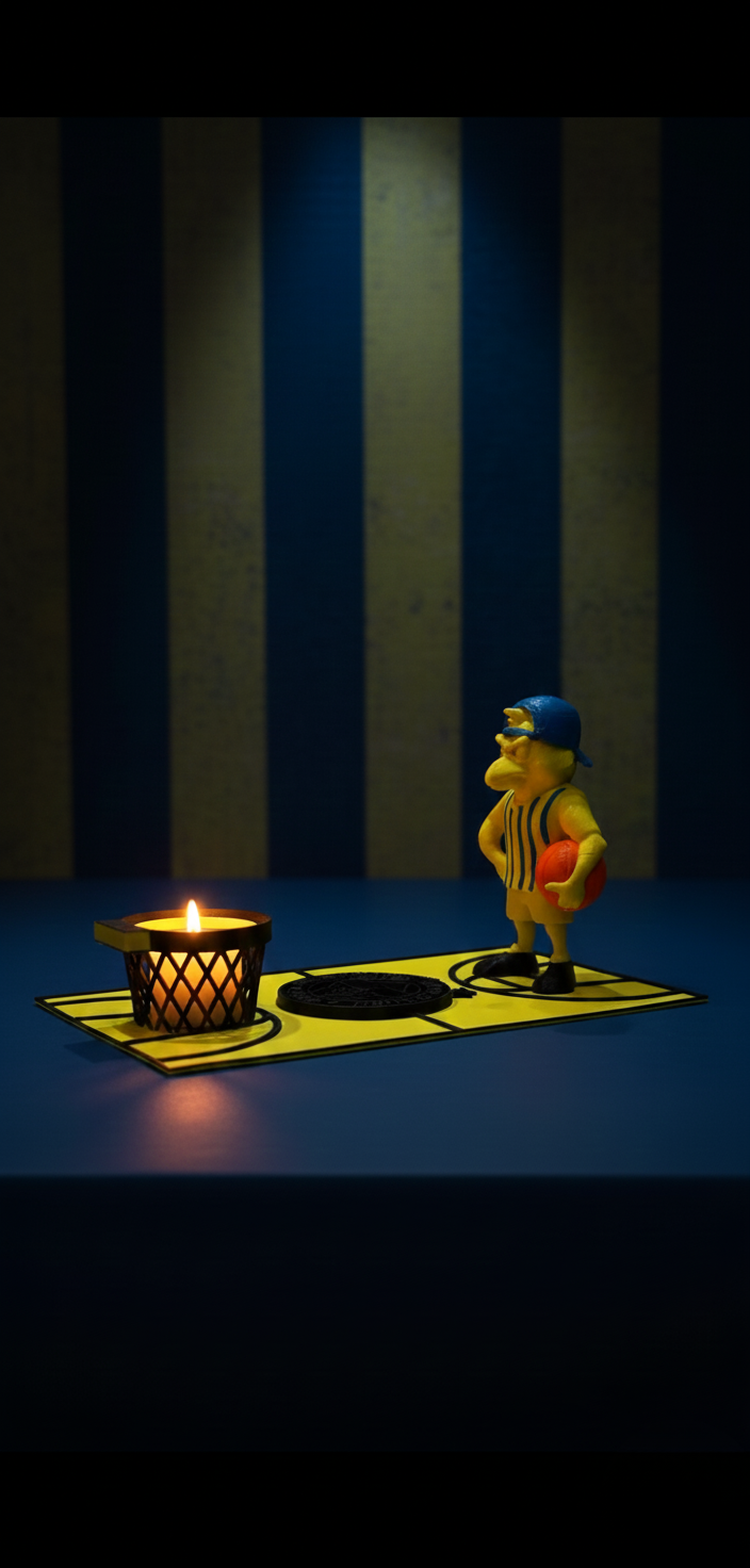🕯️🏀 Sarı-Lacivert Basketbol Mumluk &amp; Figür Seti