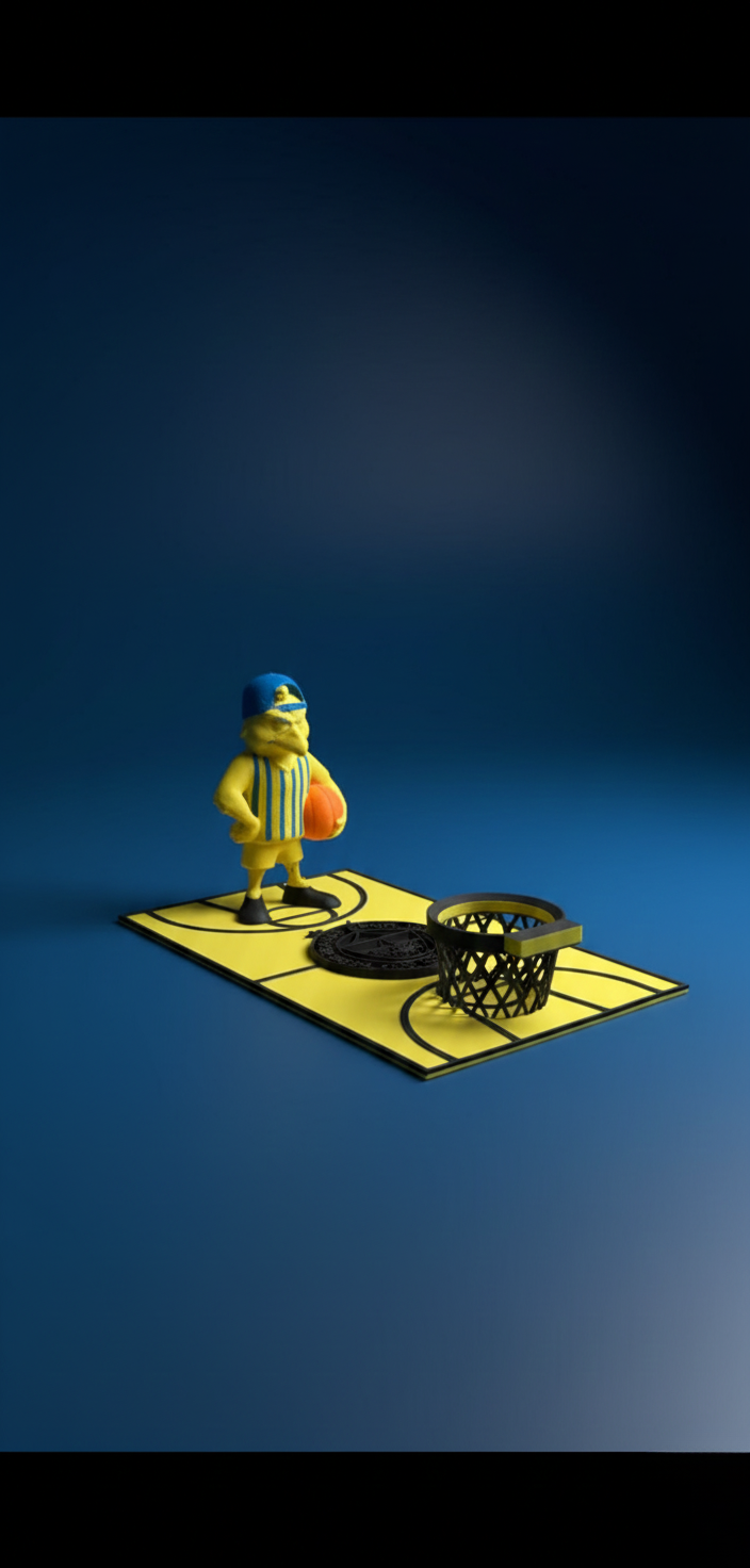 🕯️🏀 Sarı-Lacivert Basketbol Mumluk &amp; Figür Seti